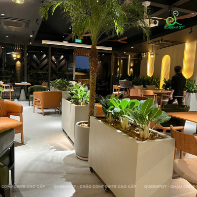 Cách phối chậu composite chữ nhật với cây cảnh đẹp mắt