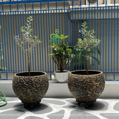 Ứng dụng chậu cây xi măng đá mài trong thiết kế resort, khách sạn