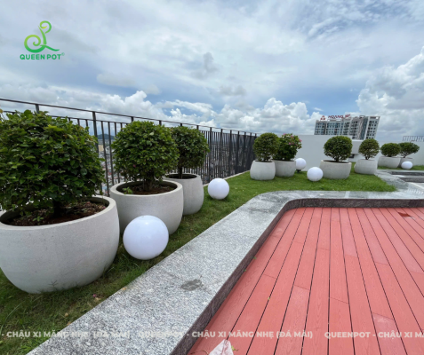 Chậu cây đá mài ứng dụng trong công trình đô thị